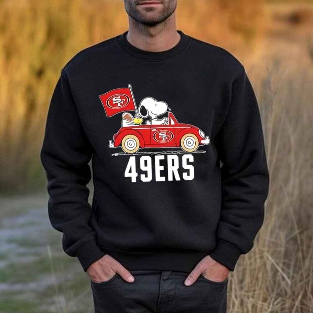 Snoopy Woodstock San Francisco 49ers Car Football Sweatshirt NFL Fan 05